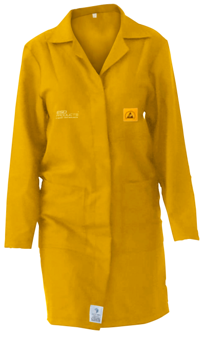 ESD Lab Coat 2/3 Length ESD Smock Yellow Female 3XL Antistatic Clothing ESD Garment